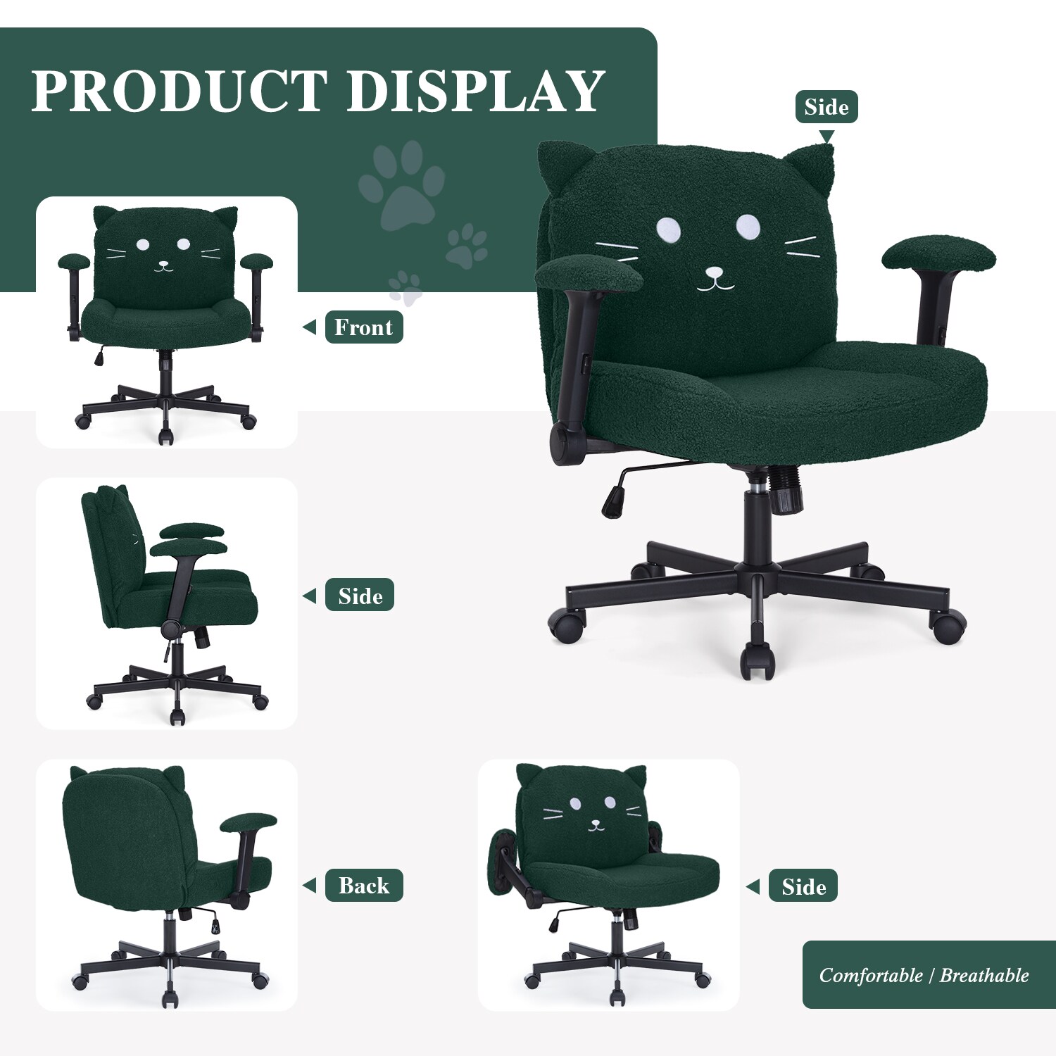 Sunchen Criss Cross Chair With Wheels And Arms, Cross Legged Office Chair With Wide Seat, Adjustable Cute Comfy Desk Chairs For Home Office, Bedroom, Vanity_maomaolike.com